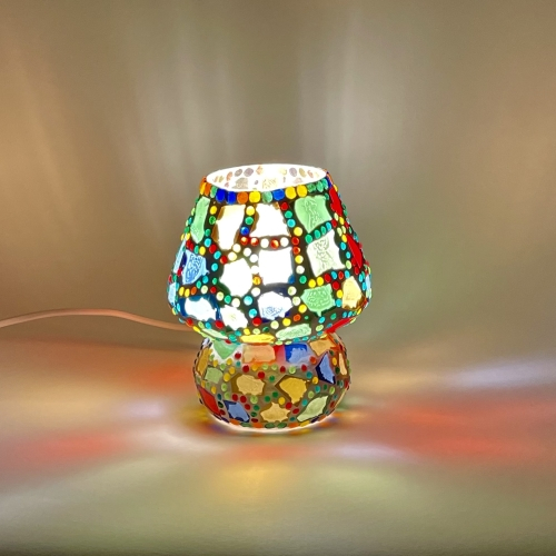 Lampada da tavolo in vetro mosaicata multicolore h. 17 cm. - Chiosco delle  Streghe