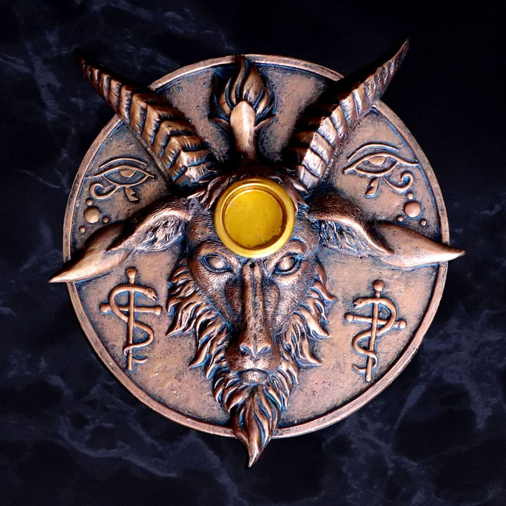 Porta incenso e portacandele con preghiera di Baphomet 12,6 cm (NEM D5294)  - Chiosco delle Streghe